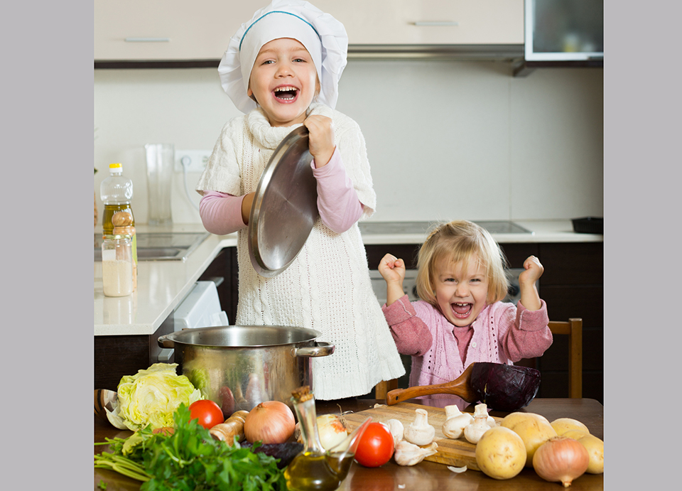 Children cooking in kitchen