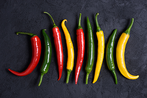 Chili peppers on dark background