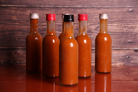 Hot sauce on a table