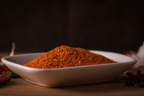 Chili powder and fresh and dried peppers
