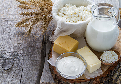 Fresh dairy products (milk, cottage cheese, cheese, butter, sour cream)