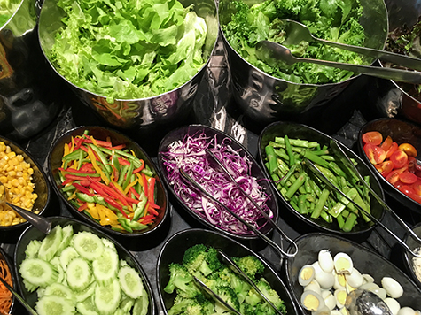 Mixed vegetables on salad bar counter