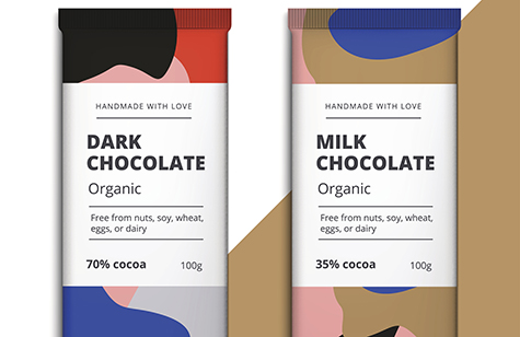 Organic dark and milk chocolate bar design. Luxury abstract choc