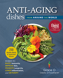 Anti-Aging Dishes From Around the World Book Cover – front Best in World Gourmand 2x6p